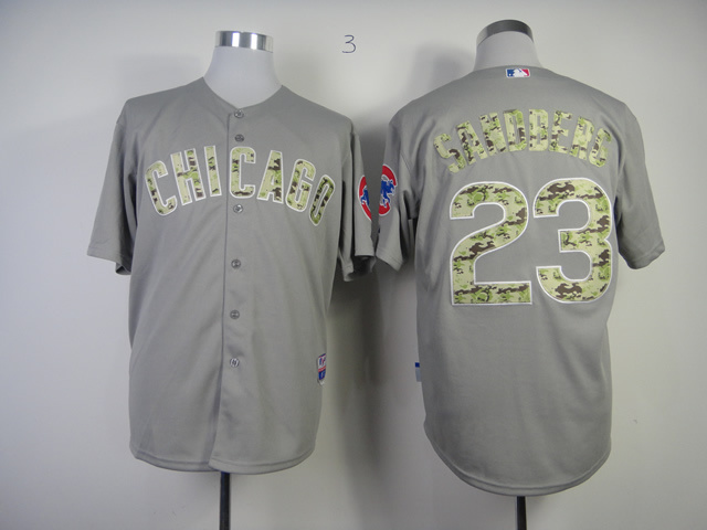 Men Chicago Cubs #23 Sandberg Grey Camo MLB Jerseys->chicago cubs->MLB Jersey